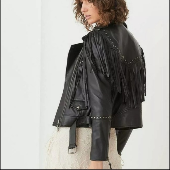 Spell & the Gypsy Collective Teadora Leather Fringe Jacket NWOT - Picture 2 of 16